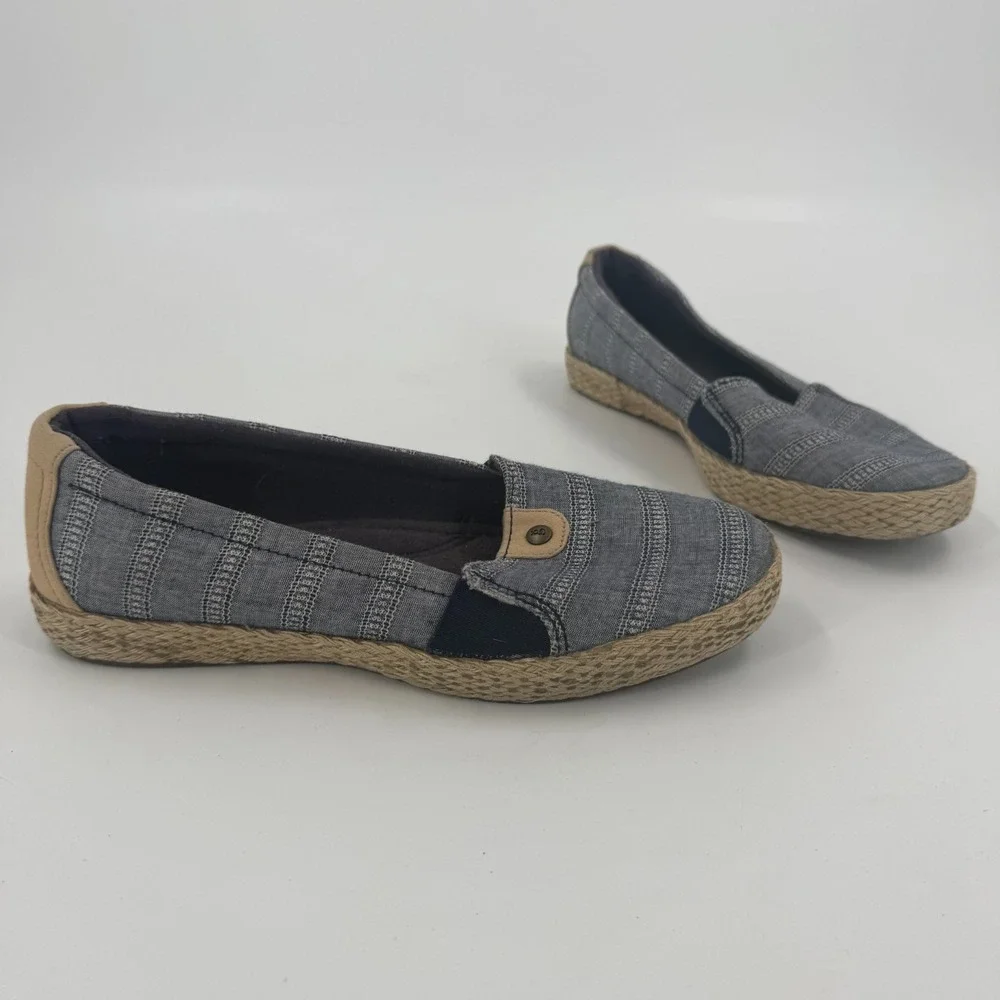 Grasshoppers Ortholite Espadrille Flats Womens Size 6.5M Blue Comfort Slip On